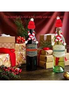 20 Stücke, Mini Weihnachtsmütze, Mini Weihnachtsmütze und Schal Set, Mini Weihnachtsmütze gestrickt, Weihnachtsmannmütze klein für Weihnachts-Weinflaschenhülle, Weihnachtsdekoration, Weihnachtspartys - Mehrfarbig - Übersicht 3