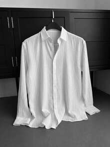 Manfinity CasualCool Men's Casual Versatile Solid Color Shirt - White - View 2
