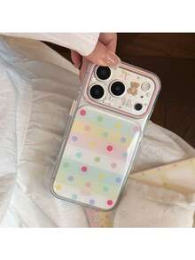 ShellaStory Fresh Polka Dots For Phone 17PM Phone Case 16 Transparent 14 Korean Cute Bear 15 Apple 17 Epoxy, Girl, Creative, Geometric, Card Style, Small Fresh, Clash Color Style, Niche, Ins Style - Clear - View 12