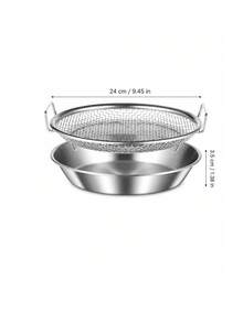 Haus Hana 1pc/2pcs A Stainless Steel Oil Filter Screen Skimmer With Two Handles, A Fine Mesh Frying Pan Basket For Deep-Frying, A Frame-Type Oil Filtration Rack For Draining Oil In The Kitchen, A Circular Frying Pan Basket For Making French Fries, Chicken Wings, Doughnuts, Fried Meatballs, And Onion Rings, Heat-Resistant And Rust-Proof, With A Double Handle Design. - View 12