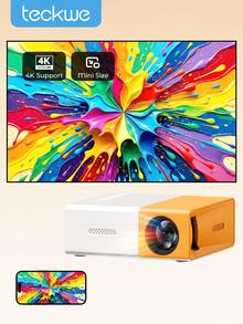 Teckwe Mini Portable 1080P LED Projector For Home Party Meeting Theater, Projector Home Cinema Review - Orange - View 1