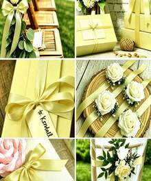 1 Rollo de Cinta de Satén de Poliéster - Caja de Regalo, Caja de Caramelos, Caja de Pastel, Cinta de Decoración de Flores Frescas (Teñida a Máquina con Ligera Diferencia de Color) - Amarillo limón - Ver 5
