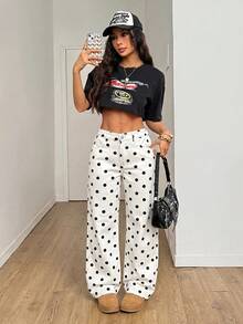 SHEIN PETITE 女款休閒日常旅行牛仔褲，附口袋與鈕扣波點設計 - 彩色 - 查看 2