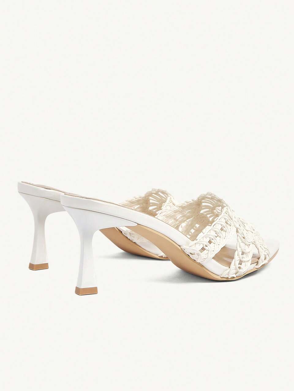 CUCCOO CHICEST Elegant Summer Weave With Pointed Open-Toed Cat And Slippers, White, Bridal Shower Party Daily Commuter Wear