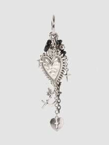 MortiRose 1pc Gothic Keychain, Cross Metal Keychain Pendant, Heart Keychain, Cross Keychain, Unique Creative Heart Accessory, Suitable For Women's Daily Wear, Halloween Gift - Multicolor - View 13