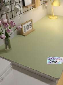 1pcEye Protection Desk Mat Student Leather Non Slip Solid Color Table Cover Oil Proof Computer Laptop Pad For Home Office Study Dining Table Decor Gift - green - View 1