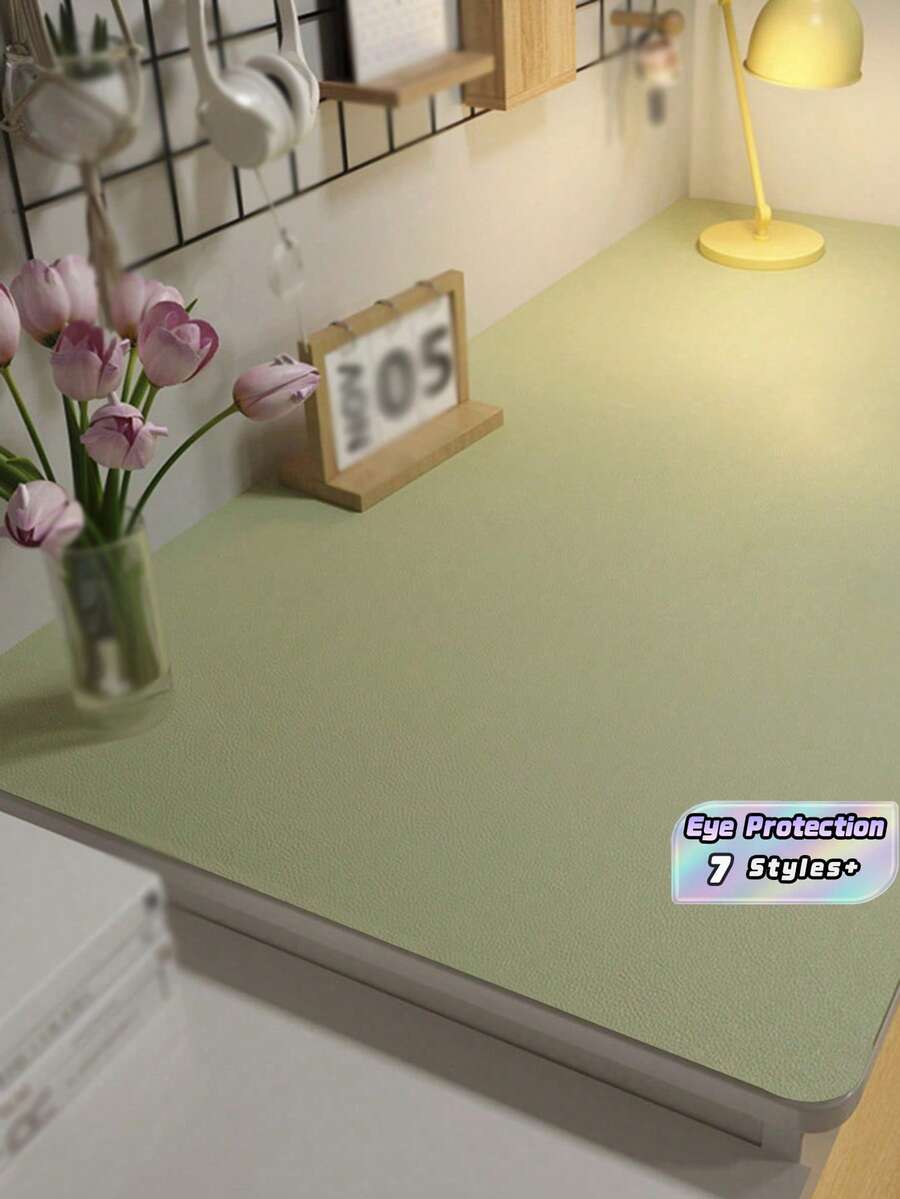 1pcEye Protection Desk Mat Student Leather Non Slip Solid Color Table Cover Oil Proof Computer Laptop Pad For Home Office Study Dining Table Decor Gift - green - View 1
