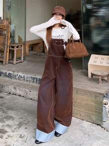 DAZY Women's Casual Denim Overalls - Brown - View 8
