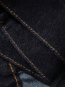DAZY Men's Solid Color Denim Jacket, Autumn - Navy Blue - View 7