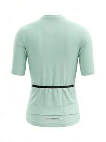 SHEIN Cheerettes 女款前拉鍊短袖騎行上衣 - 綠色 - 查看 1