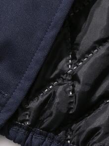 DAZY Mantel Tebal Lengan Panjang Motif Blok Warna Kerah Berbantalan untuk Anak Perempuan (Ukuran Kecil) untuk Musim Gugur/Dingin - Navy Blue - View 3
