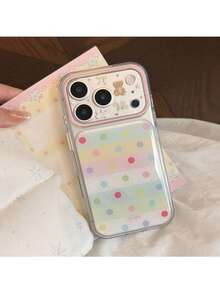 ShellaStory Fresh Polka Dots For Phone 17PM Phone Case 16 Transparent 14 Korean Cute Bear 15 Apple 17 Epoxy, Girl, Creative, Geometric, Card Style, Small Fresh, Clash Color Style, Niche, Ins Style - Clear - View 11