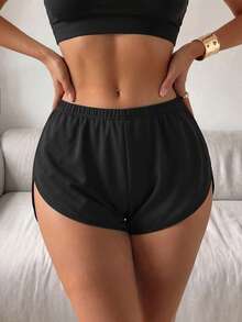 SuitURBody 女士简约纯色舒适开叉三角内裤 - 黑色 - 查看 4