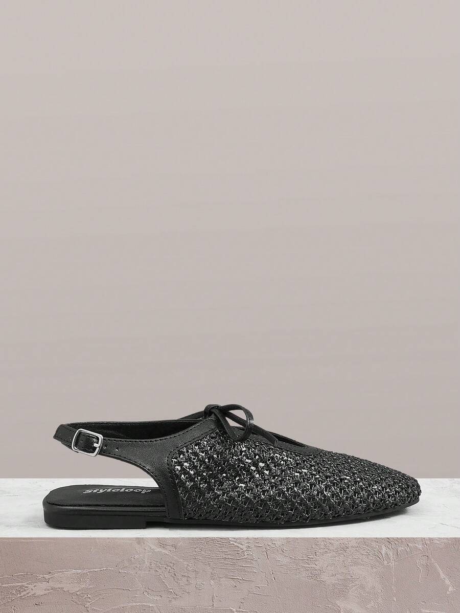 Styleloop Ladies, Willow Nails, Buckles, Flat Shoes. - Graphite Black - View 1