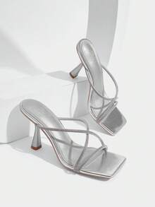 CUCCOO SZL Women's Diamond Belt Design Elegant Fashion Holiday High Heel Sandals - Silver - View 1
