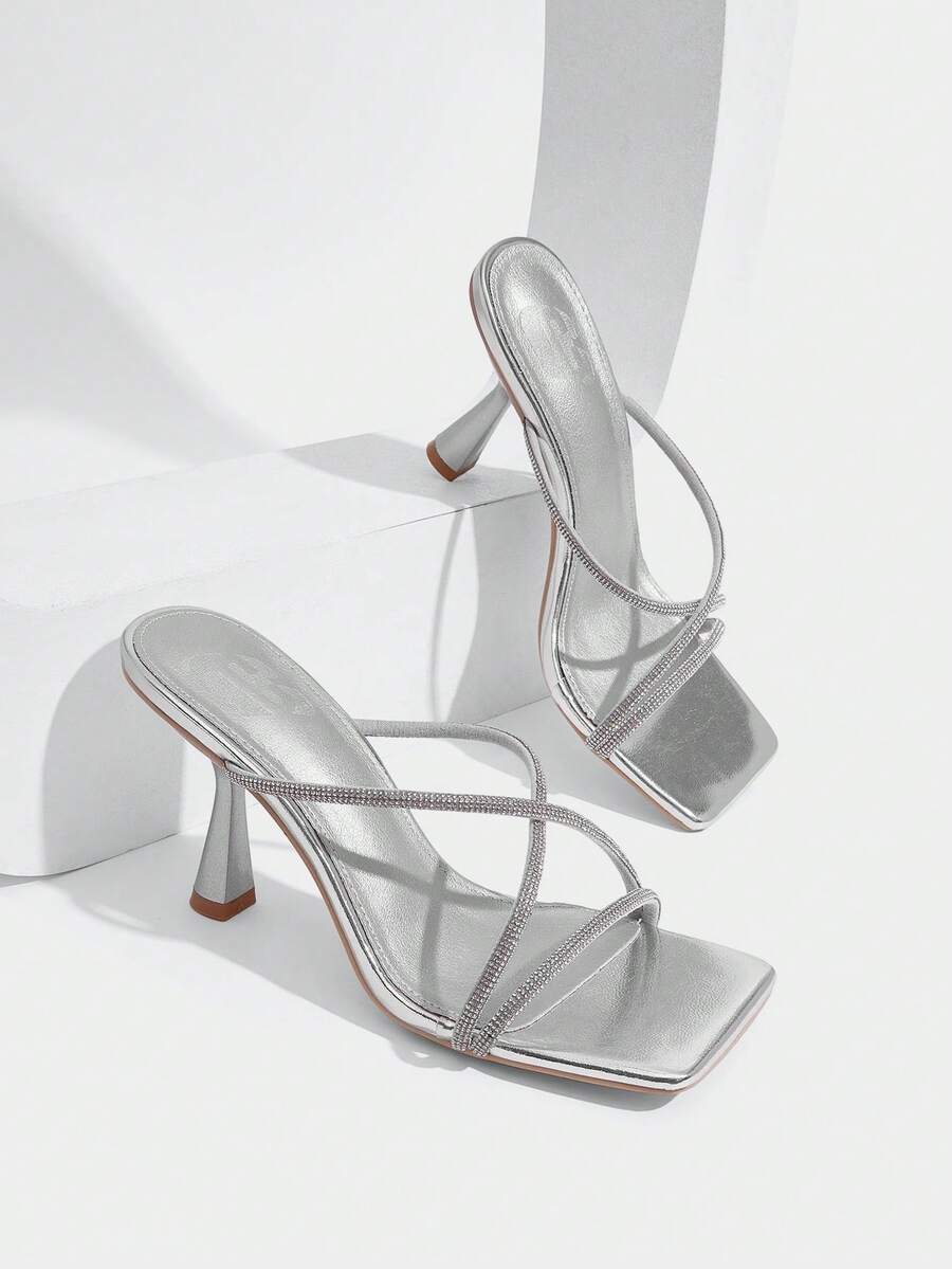 CUCCOO SZL Women's Diamond Belt Design Elegant Fashion Holiday High Heel Sandals - Silver - View 1