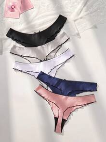 Snug Zone 5pcs/Set Women's Plus Size Color Blocking Panties - Black - View 2