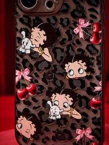 Betty Boop X Joivida 1件時尚圖案手機保護殼，TPU材質，防刮保護，防震材質打造，全方位防護，適用用戶，精準按鈕覆蓋 - 彩色 - 查看 3
