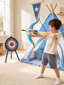 MINKOJA Air Power Soft Bullet Bow Crossbow Shooting Toy With Standing Scoring Target Foam Dart Blaster Indoor Outdoor Competitive Interactive Activity Toy For Boys Girls Birthday Holiday Gift - Multicolor - View 3