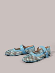 Styleloop Ladies, Willow Nails, Buckles, Flat Shoes. - Light blue - View 3
