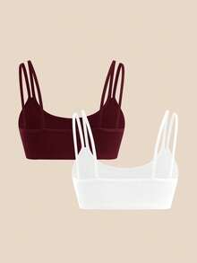 SHEIN Cheerettes 2件組女款素色休閒日常細肩帶運動內衣 - 彩色 - 查看 4