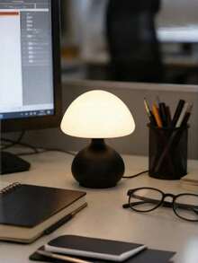 Minimalist Retro Mushroom Desk Lamp With Ball Base, USB Powered Dimmable Night Light, 3 Color Temperatures Adjustable, Ambient Glow Decor For Bedroom Living Room Study Office, Compact Tabletop Luminous Ornament, Versatile Multi-Occasion Use - Three Colors - View 8