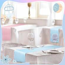 5Pcs Pink Blue Table Runner, 108 Inch Satin Table Runner For Shower Gender Reveal Blue Pink Silk Satin Table Runner For New Year Valentine's Day Wedding Banquet Birthday Party - 275 cm * 30 cm - View 6