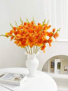 5/10 Stücke künstliche Calla-Lilien, geeignet für Wand, Wohnzimmer, Schlafzimmer, Hochzeit, Partydekoration, Tischfüllung, Zuhause, Schreibtischdekoration, Küche, Hochzeit, Tisch, Mittelstück, Büro, Garten, anwendbar für Frühling, Sommer, Herbst, Winter - orange - Übersicht 6