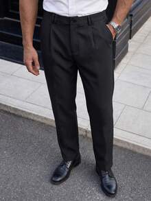 Manfinity Mode Men Slant Pocket Suit Formal Pants Without Belt Formal, Ceremony - Black - View 3