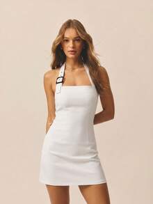 Aralina Vestido mini con detalle de hebilla halter - Blanco - Ver 4