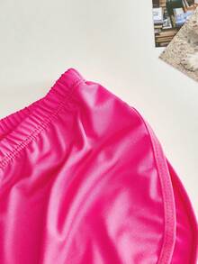 SHEIN 情侶舒適開衩女款平口內褲短褲 - 玫紅色 - 查看 3