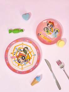THE POWERPUFF GIRLS X Joivida 1 pieza Plato de cena de cerámica rosa X Joivida, diseño de dibujos animados divertido, perfecto para el hogar, la cocina, como plato para aperitivos, dulces, postres, pasteles, frutas, ideal para la familia, fiestas, picnics, bodas, un regalo divertido para los fans - Multicolor - Ver 8