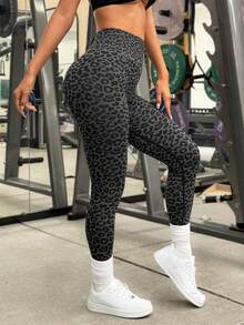 Slayform Slayform 1pc Regular Long Pants/Butt Lift Design/Basic Style/Sports Long Pants/Black Grey Leopard Print/Fitness/Yoga Seamless - Multicolor - View 7