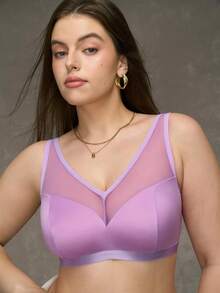 SHEIN Wireless Curve Bralette, Minimalist Design, Plus Size, Lavender Color - Purple - View 8
