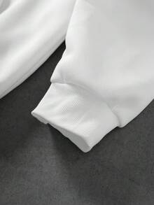 ROMWE MEN 男士藝術耶穌印花街頭風寬鬆連帽衛衣 - 白色 - 查看 7
