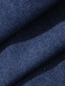 DAZY Elastic Waist Patchwork Knit Adjustable Loose Harem Cropped Length Maternity Jeans For Daily Wear, All Seasons Fall - Medium Wash - View 6