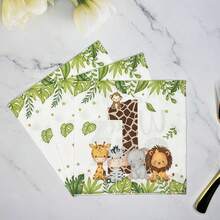 Animal Party Napkins Jungle Animals Plants Themed Birthday Napkins Kids Birthday Party Baking Wild Birthday Party Decorations - Jungle Animals - View 5