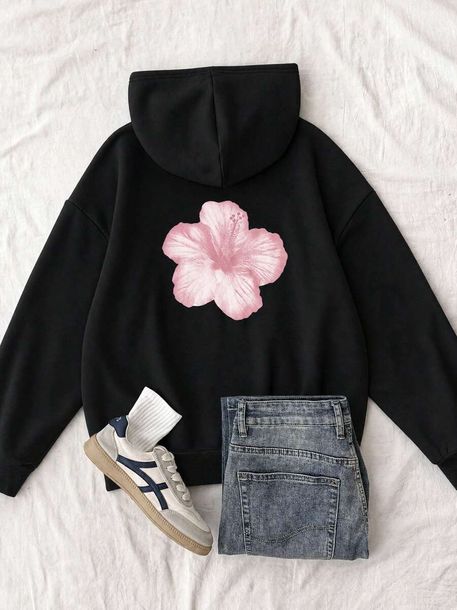 SHEIN Felpa casual grigia con tasche per ragazze pre-adolescenti, pullover multifunzionale a maniche lunghe, autunno/inverno - nero - Visualizzare 1