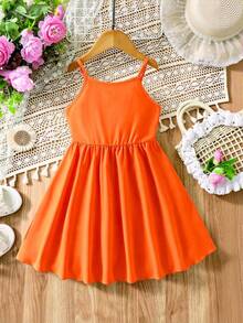 SHEIN Elladie kids 两件套少女时尚休闲碎花连衣裙，纯色荷叶袖，适合夏季海滩度假和姐妹装 - 彩色 - 查看 8