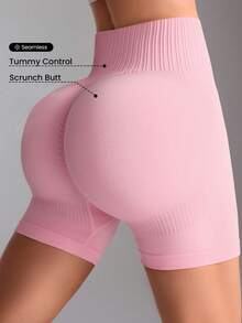 Gameset SHEIN Sport 2pcs Solid Color High Waist Seamless Sports Shorts - Multicolor - View 2