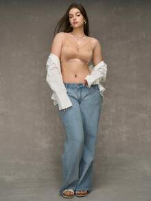 Esseday 加大码无线曲线内衣 Bralette 极简主义米色 - 卡其色 - 查看 6