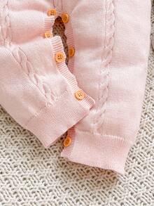 Cozy Pixies 嬰兒女寶寶新生兒針織連身衣長褲，刺繡兔子花卉圖案 - 白色 - 查看 6