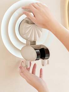 1pc Cream-Colored Movable Adjustable Suction Shower Head Holder, Punch-Free Fixed Shower Nozzle Bracket For Home Bathroom And Kids - Suction cup shower - View 2