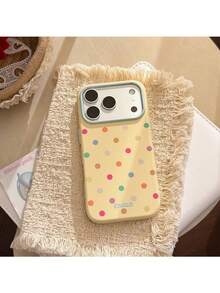 ShellaStory A Summer Day, Dopamine Color-Blocking Polka Dot Macarons, Shockproof Soft Shell, Suitable For 17promax, Personalized, Creativity, Geometry, Simple Style, Fresh Style, Color-Blocking Style, Niche, Ins Style - Yellow - View 5