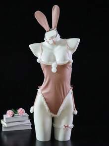 Dansine Christmas Bunny Girl Costume Lingerie, Role Play Sleepwear - Pink - View 1