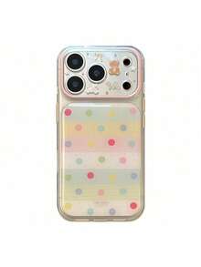 ShellaStory Fresh Polka Dots For Phone 17PM Phone Case 16 Transparent 14 Korean Cute Bear 15 Apple 17 Epoxy, Girl, Creative, Geometric, Card Style, Small Fresh, Clash Color Style, Niche, Ins Style - Clear - View 4