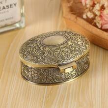 Bronze Pattern Oval Jewelry Box: Retro Style Decoration, Carved Technology, Exquisite Storage Earrings Ring, Gift-Giving Choice - View 2