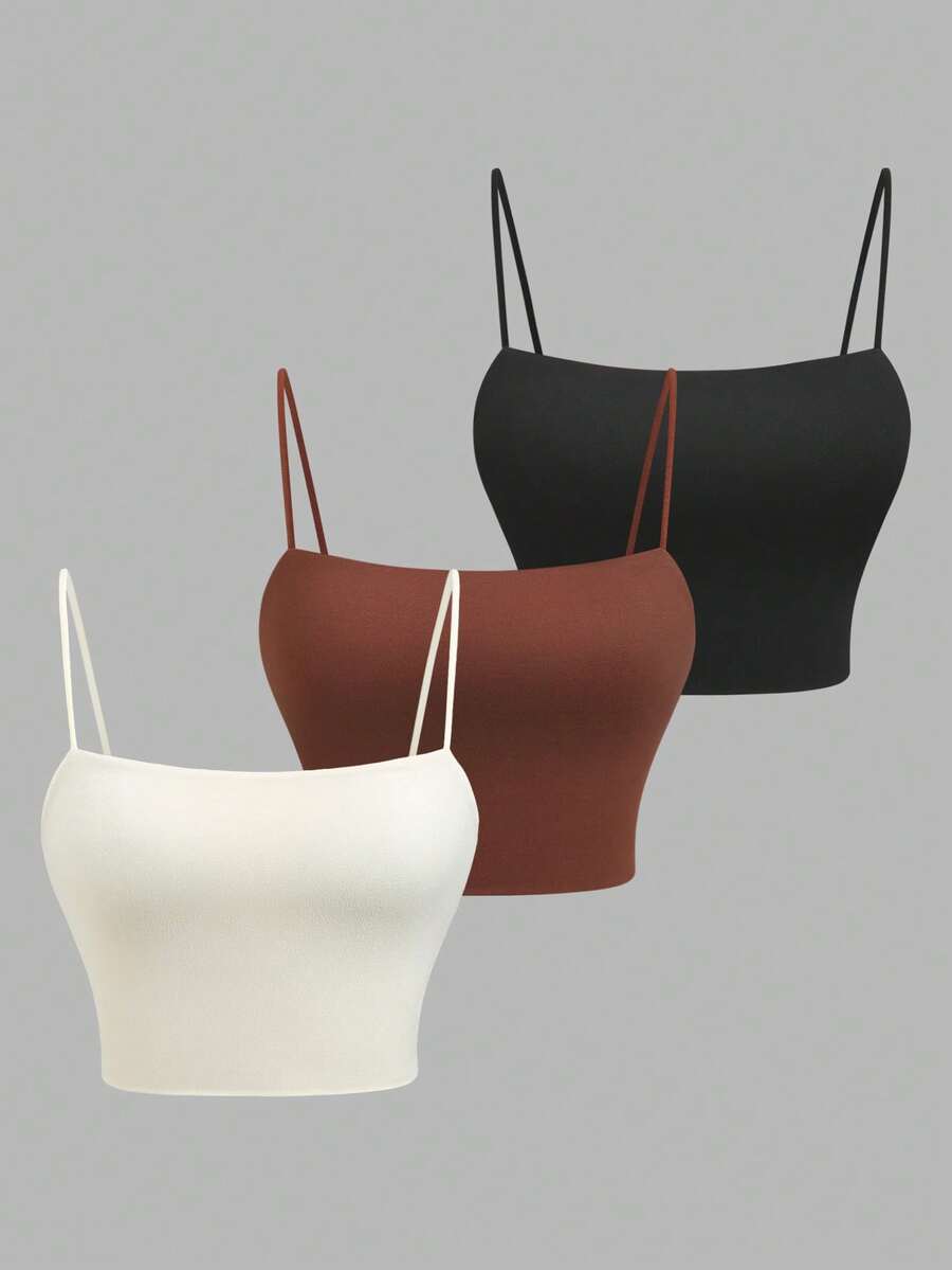 Sweetra Multi-Color Minimalist Versatile Sexy Minimalist Sexy Hot Girl Style Spaghetti Strap Camisole Tank Top Summer New Women's Short Tank Top - Multicolor - View 1
