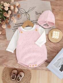 SHEIN Vintaside Kids 女嬰粉色針織連身衣 - 淺粉色 - 查看 1