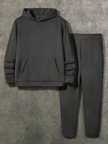 NORVETH Men's Hoodie Long Sleeve Sweatshirt And Sweatpants Set - Dark Grey - View 2